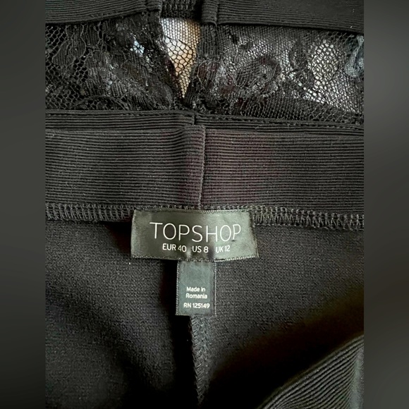 Topshop Lace Hem Stretch Tube Pencil Black Skirt Sz 8 - Picture 6 of 6